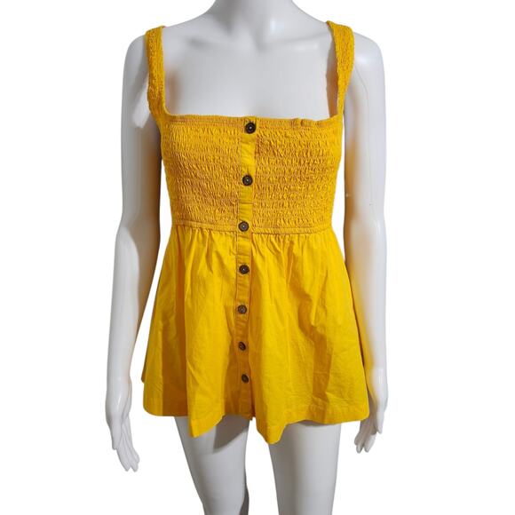 Free People Zola Smocked Tank‎ Top Black Large New - Picture 3 of 9